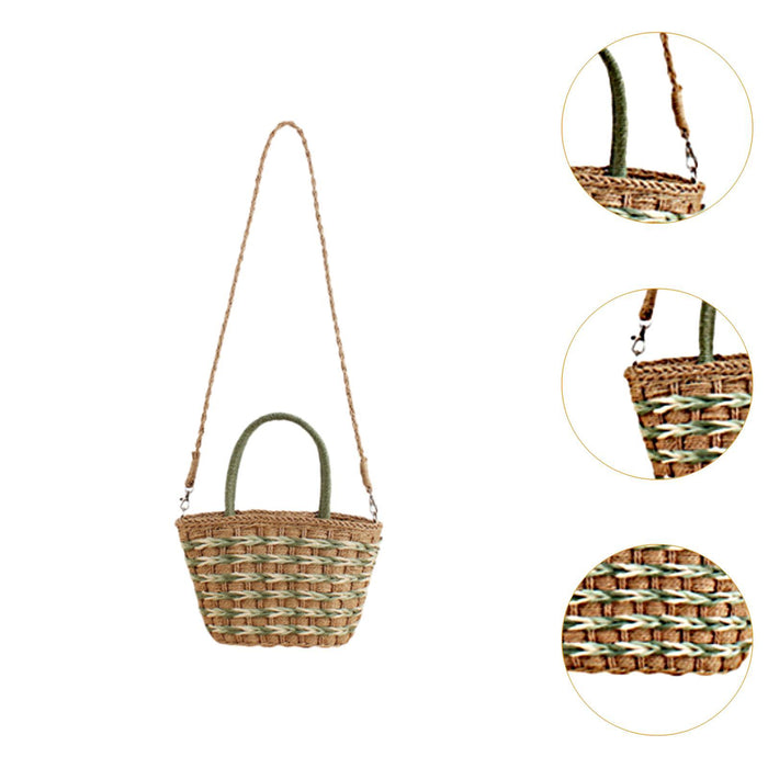 Tote Bag for Women W/ Zipper Weaving Handbag for Shopping Commuting Vacation Green