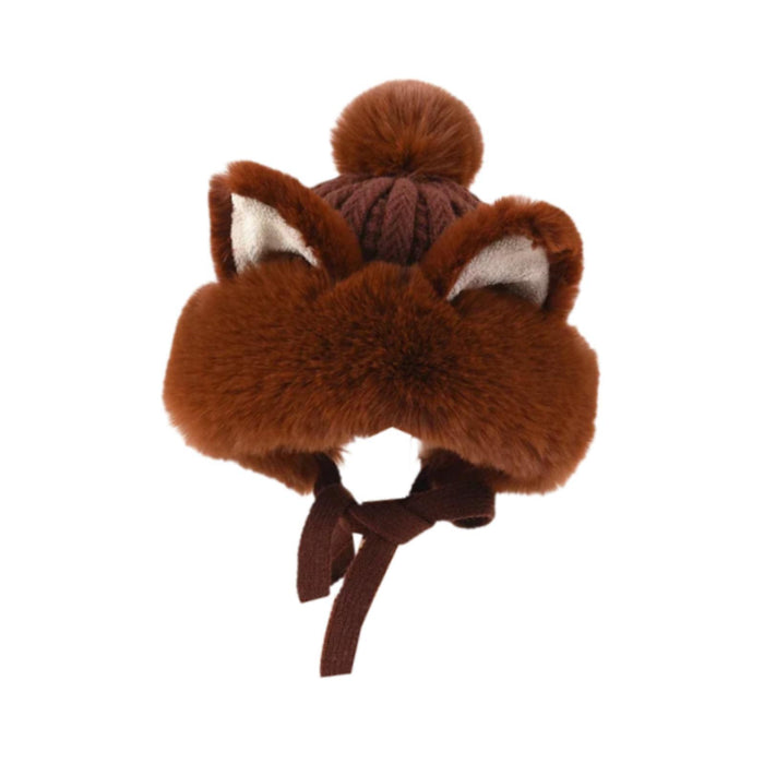 Crofta Winter Plush Hat Earflaps Fashion Trapper Hat for Cycling Motorcycle Skating Brown