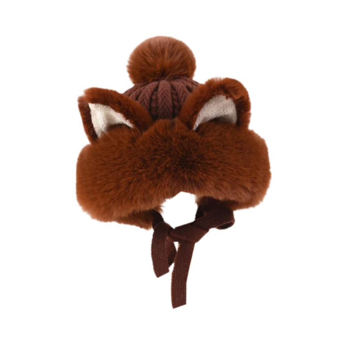 Crofta Winter Plush Hat Earflaps Fashion Trapper Hat for Cycling Motorcycle Skating Brown