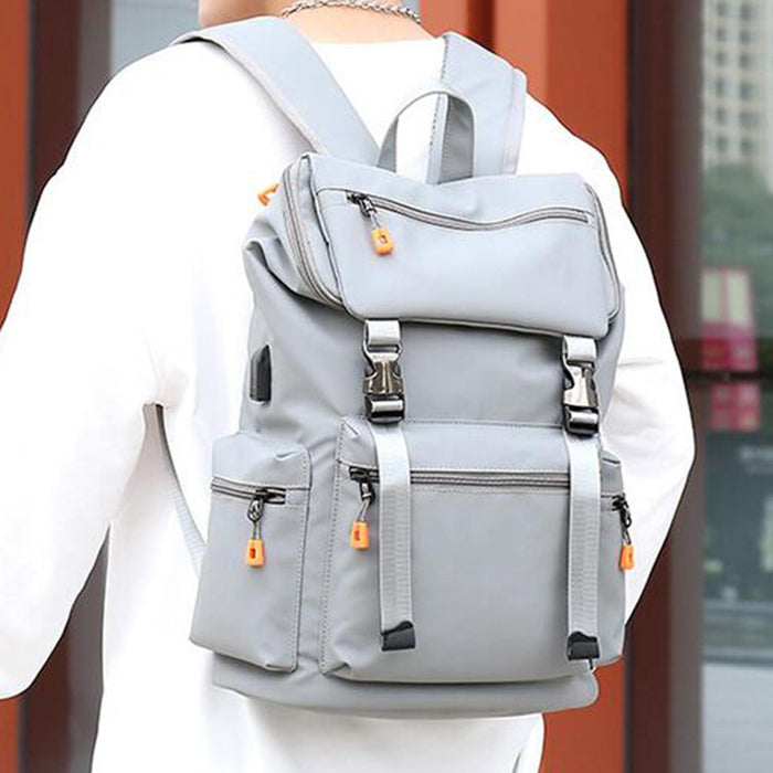 Casual Backpack Fashion Large Capacity Men Daypack for Work Camping Training Grey