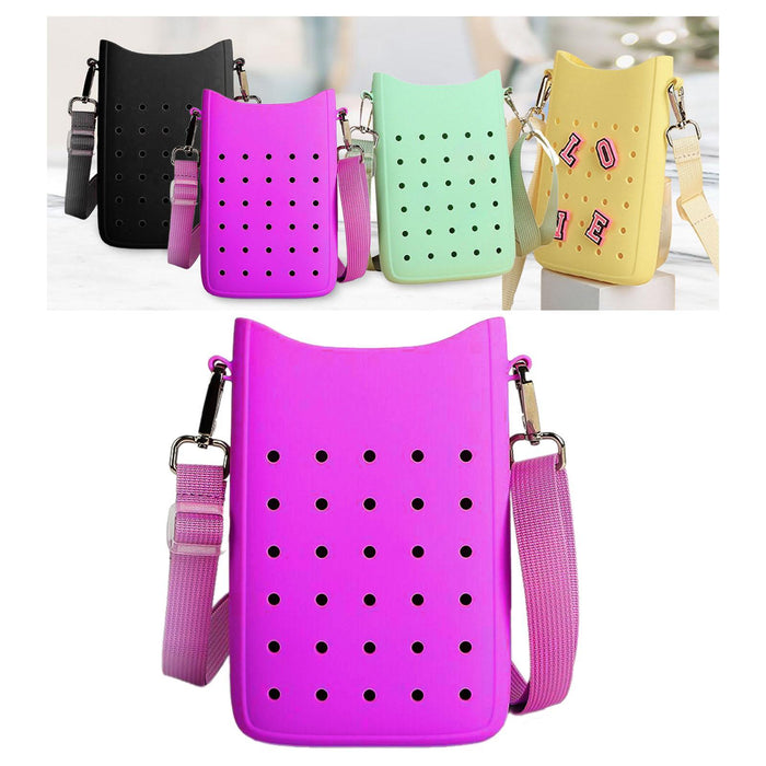 Phone Holder Bag Elegant Soft Holes Shoulder Bag for Outdoor Traveling Sport Purple