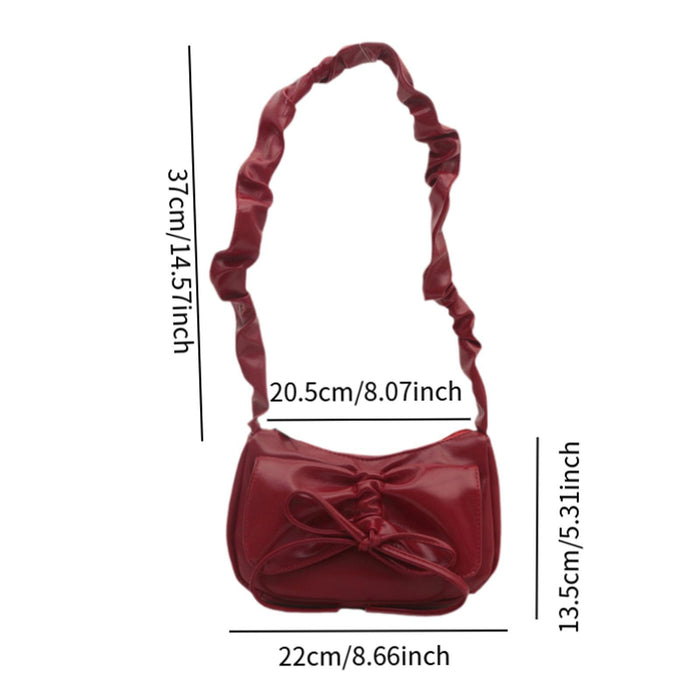 Womens Bow Tie Handbag PU Elegant Underarm Bag for Spring Commuting Shopping