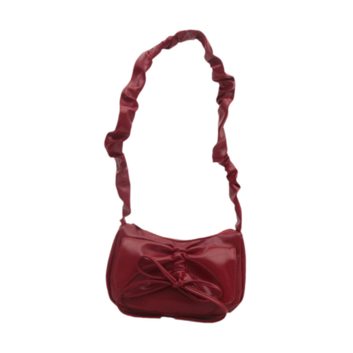 Womens Bow Tie Handbag PU Elegant Underarm Bag for Spring Commuting Shopping