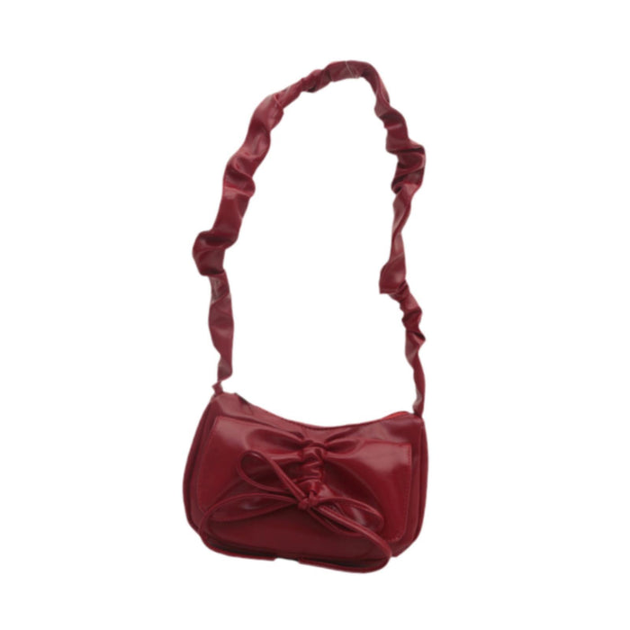 Womens Bow Tie Handbag PU Elegant Underarm Bag for Spring Commuting Shopping