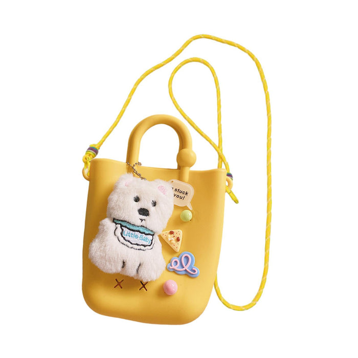 Crofta Stuffed Dog Doll Crossbody Bag Silicone Shoulder Bag for Party Shopping Travel