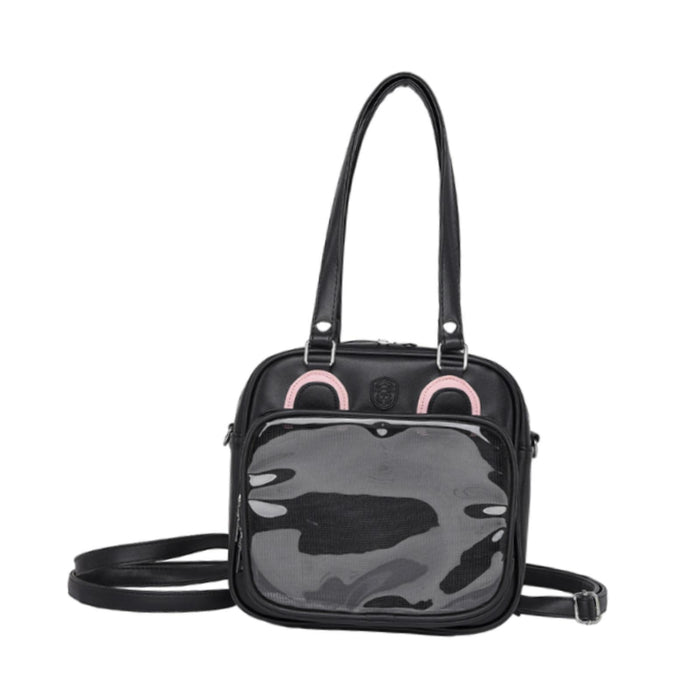 Crofta Ita Bag Cute Adjustable Crossbody Bag for Girls Anime Figure Display Cosplay Black