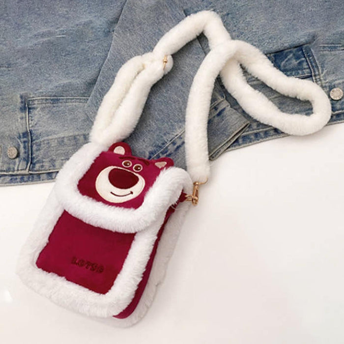 Plush Crossbody Bag Small Stylish with Adjustable Strap Cartoon Shoulder Bag Red