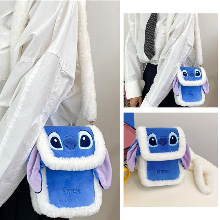 Plush Crossbody Bag Small Stylish with Adjustable Strap Cartoon Shoulder Bag Blue