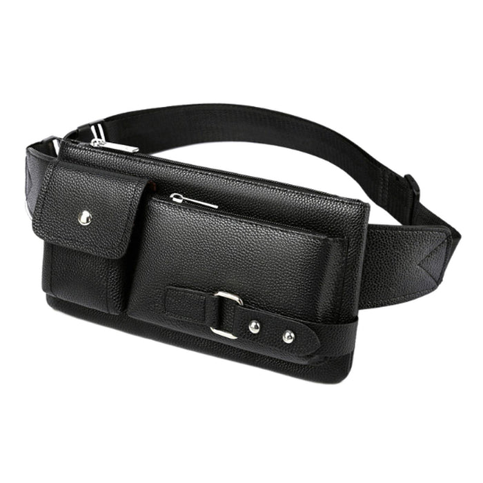 Belt Bag Small Chest Bag Fashion Portable Multipurpose PU Leather Fanny Pack S Black