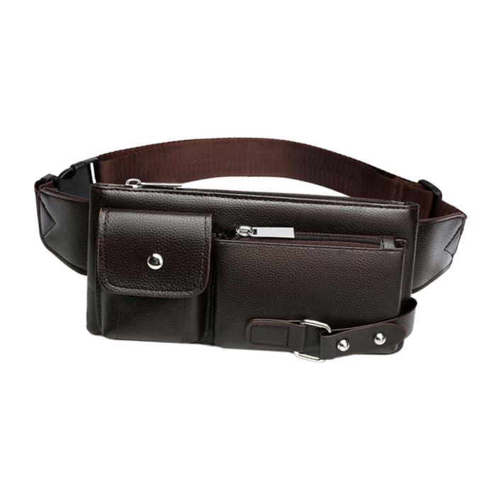 Belt Bag Small Chest Bag Fashion Portable Multipurpose PU Leather Fanny Pack S Brown