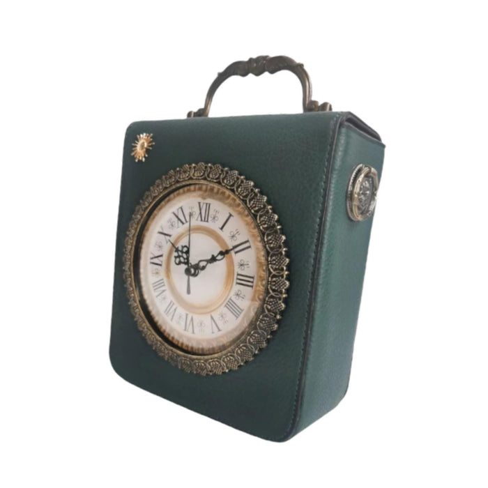 Crofta Womens Leather Shoulder Bag Retro Clock Shaped Bag Lightweight Crossbody Bag Green