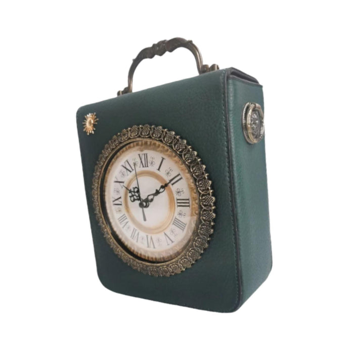 Crofta Womens Leather Shoulder Bag Retro Clock Shaped Bag Lightweight Crossbody Bag Green