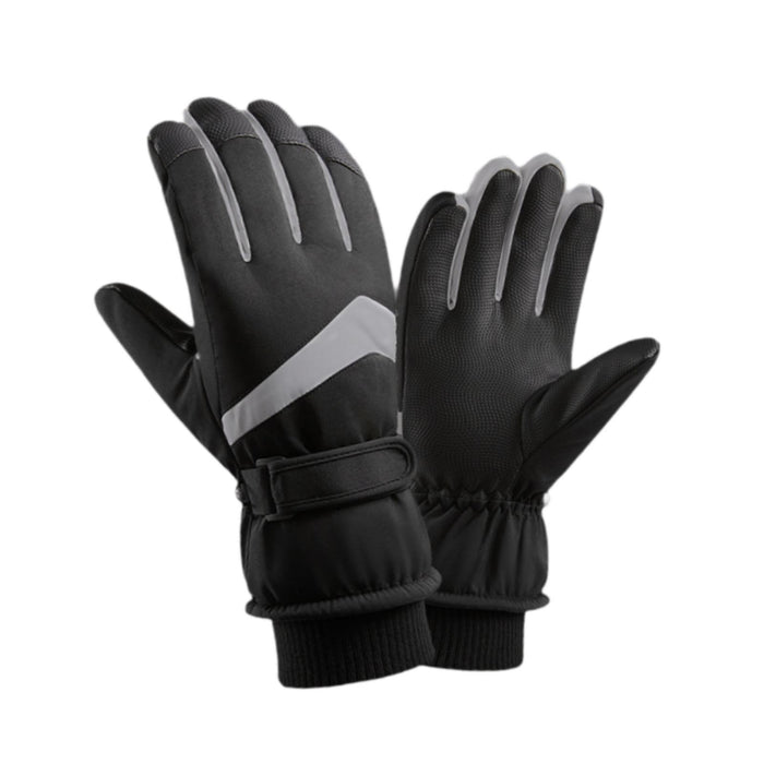 Crofta Winter Warm Gloves 1 Pair Soft Skiing Gloves for Outdoor Sports Hiking Women Black