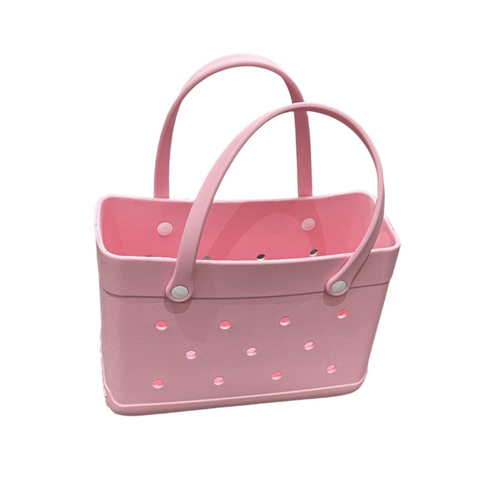 Beach Hole Bag Travel Bag Handbag Easy to Clean Multipurpose Shopping Basket Pink