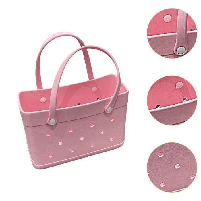 Beach Hole Bag Travel Bag Handbag Easy to Clean Multipurpose Shopping Basket Pink