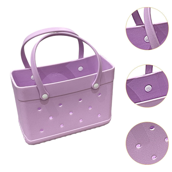 Beach Hole Bag Travel Bag Handbag Easy to Clean Multipurpose Shopping Basket Violet