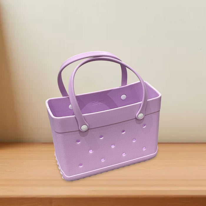 Beach Hole Bag Travel Bag Handbag Easy to Clean Multipurpose Shopping Basket Violet