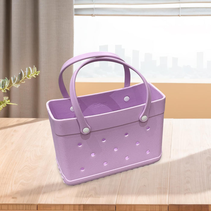 Beach Hole Bag Travel Bag Handbag Easy to Clean Multipurpose Shopping Basket Violet