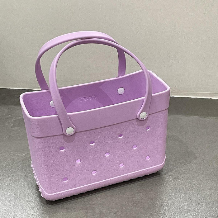 Beach Hole Bag Travel Bag Handbag Easy to Clean Multipurpose Shopping Basket Violet