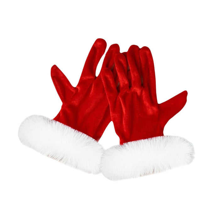 Crofta Christmas Red Gloves Christmas Velvet Gloves for New Year Holiday Photo Prop 21cm Long