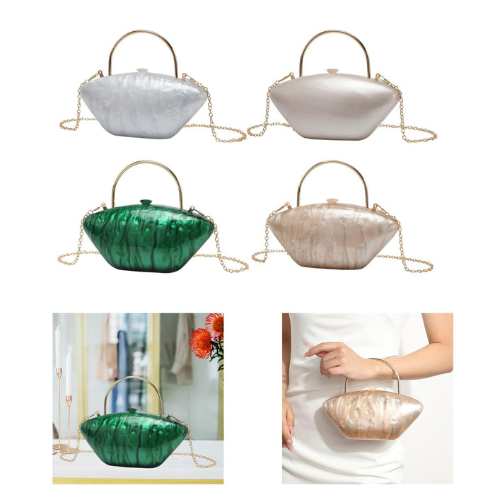 Acrylic Evening Clutch Purse Fashion Crossbody Bag for Wedding Banquet Party White