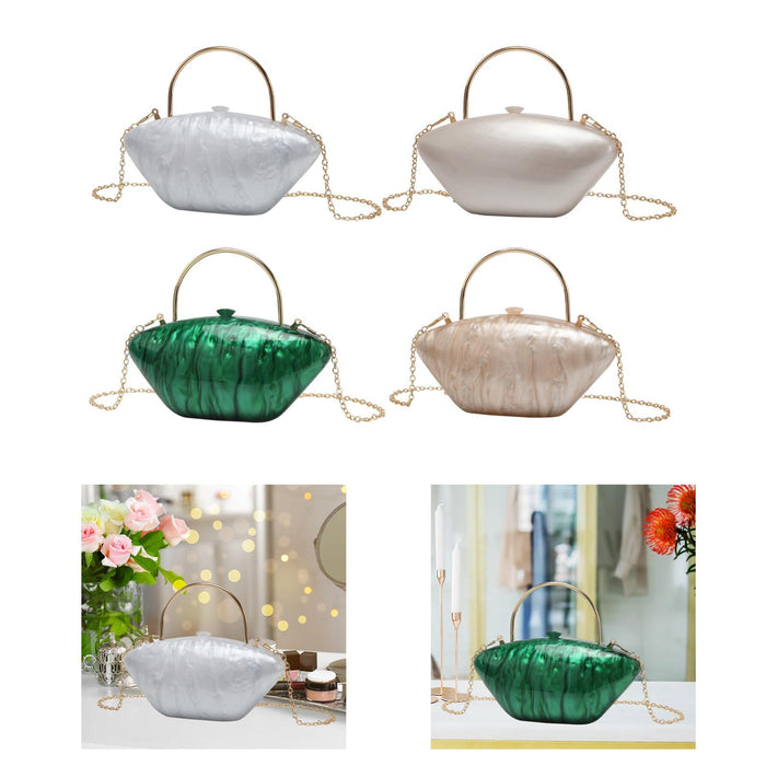 Acrylic Evening Clutch Purse Fashion Crossbody Bag for Wedding Banquet Party White