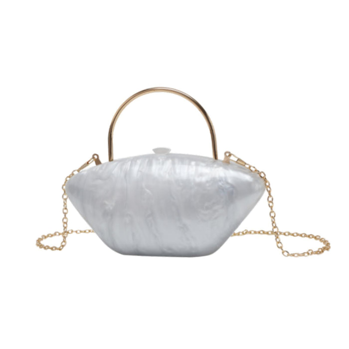 Acrylic Evening Clutch Purse Fashion Crossbody Bag for Wedding Banquet Party White