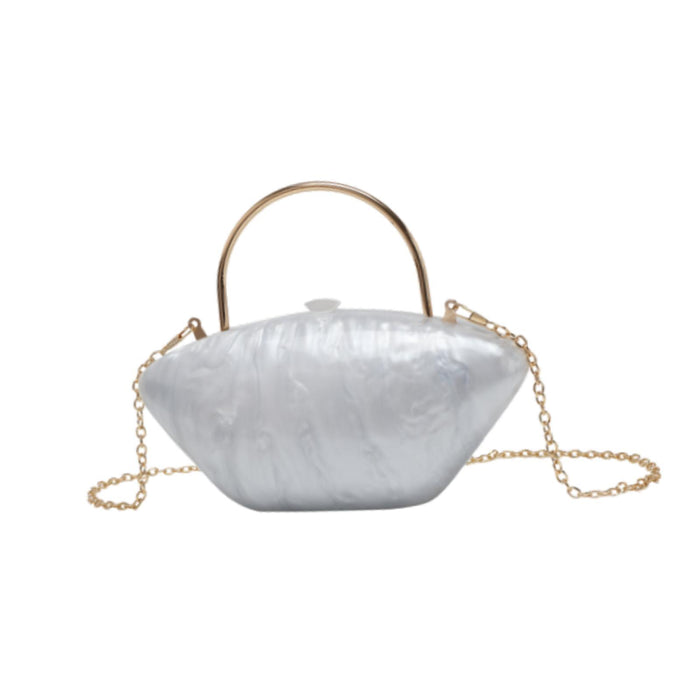 Acrylic Evening Clutch Purse Fashion Crossbody Bag for Wedding Banquet Party White