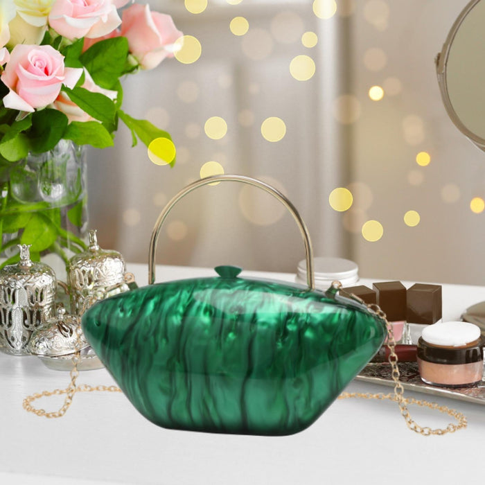 Acrylic Evening Clutch Purse Fashion Crossbody Bag for Wedding Banquet Party Green