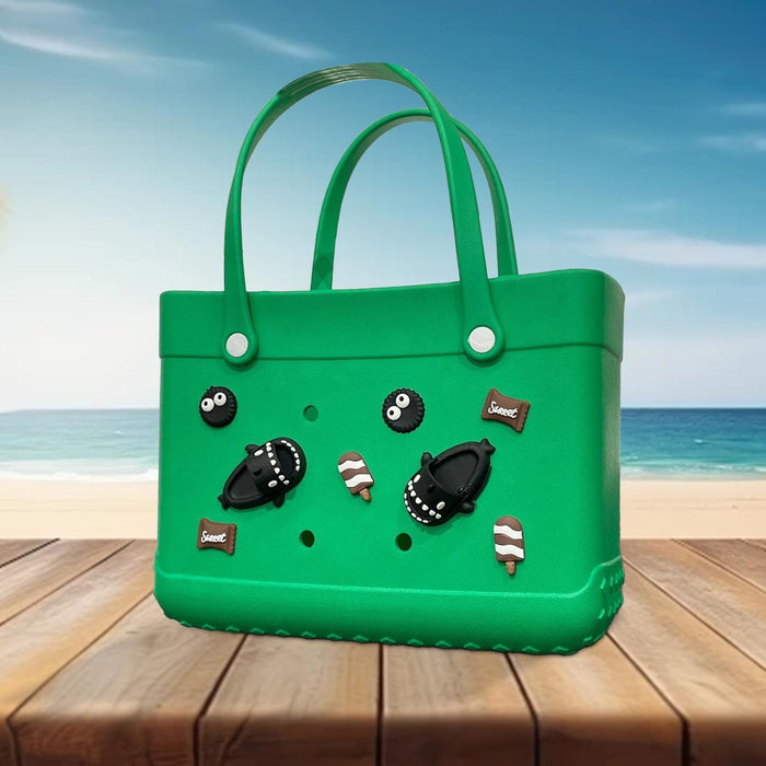 Beach Hole Bag Handbag Waterproof Summer Beach Pouch Shopping Storage Basket Green