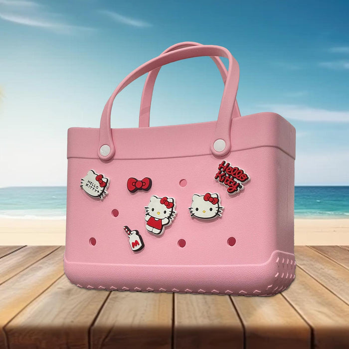 Beach Hole Bag Handbag Waterproof Summer Beach Pouch Shopping Storage Basket Pink