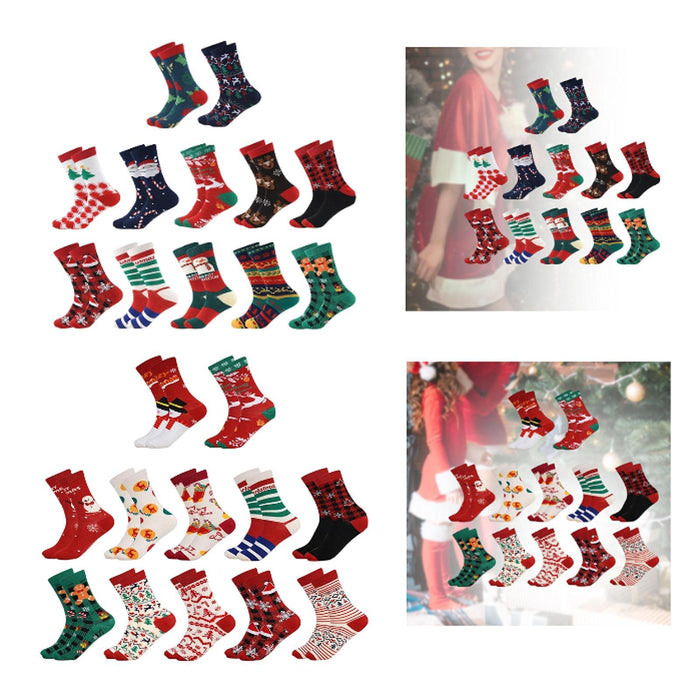 12 Pairs Christmas Socks for Adults Christmas Gifts Funny Holiday Socks Blue