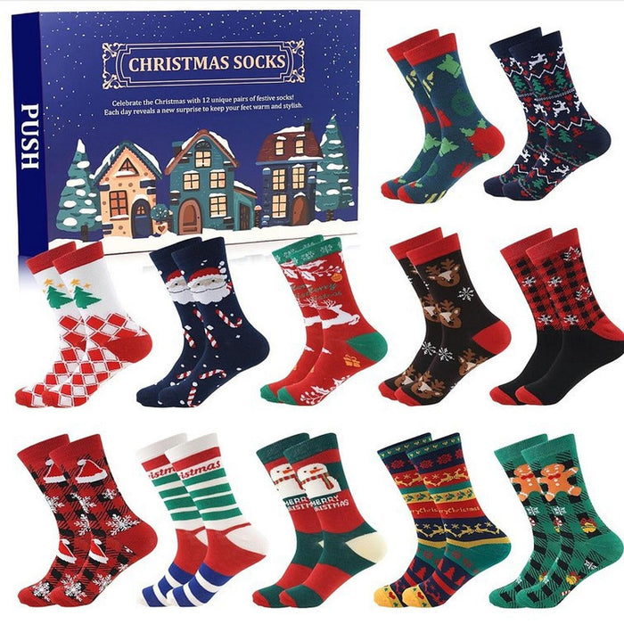 12 Pairs Christmas Socks for Adults Christmas Gifts Funny Holiday Socks Blue