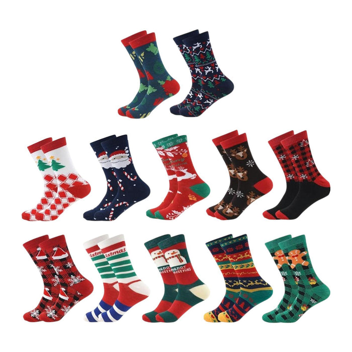 12 Pairs Christmas Socks for Adults Christmas Gifts Funny Holiday Socks Blue