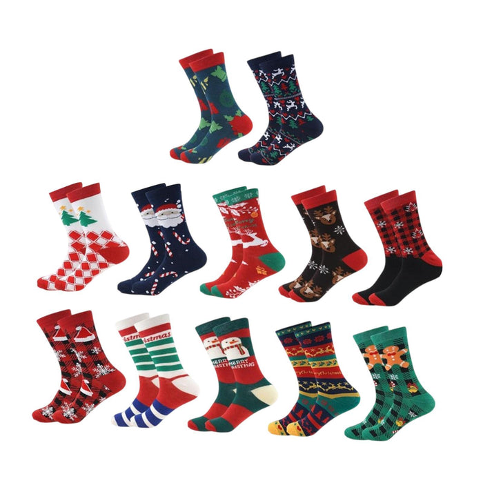 12 Pairs Christmas Socks for Adults Christmas Gifts Funny Holiday Socks Blue