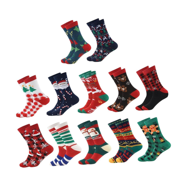 12 Pairs Christmas Socks for Adults Christmas Gifts Funny Holiday Socks Blue