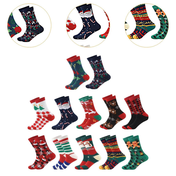 12 Pairs Christmas Socks for Adults Christmas Gifts Funny Holiday Socks Blue