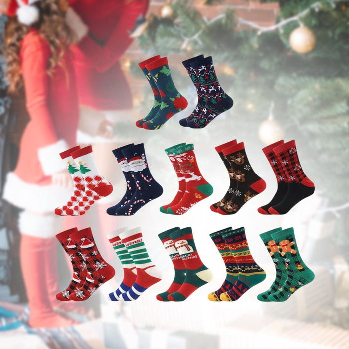 12 Pairs Christmas Socks for Adults Christmas Gifts Funny Holiday Socks Blue