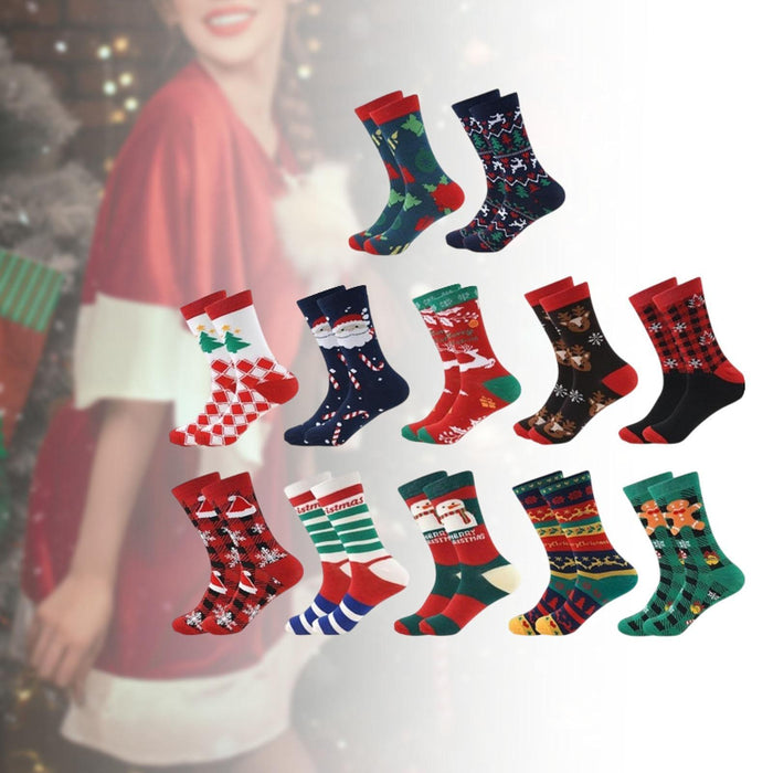 12 Pairs Christmas Socks for Adults Christmas Gifts Funny Holiday Socks Blue