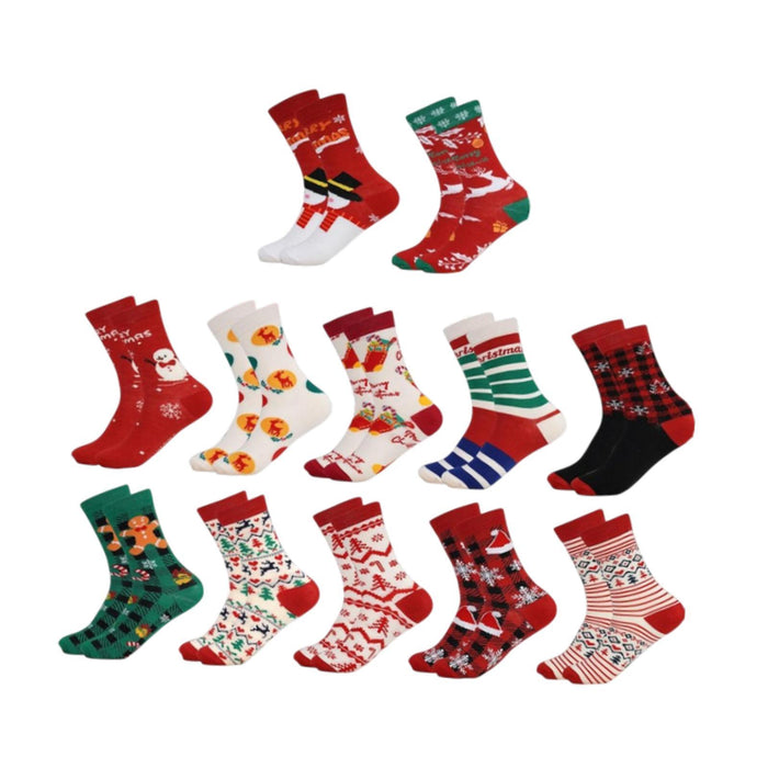 12 Pairs Christmas Socks for Adults Christmas Gifts Funny Holiday Socks Red