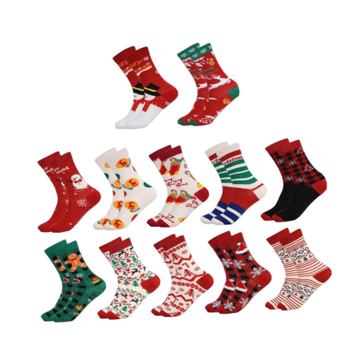 12 Pairs Christmas Socks for Adults Christmas Gifts Funny Holiday Socks Red