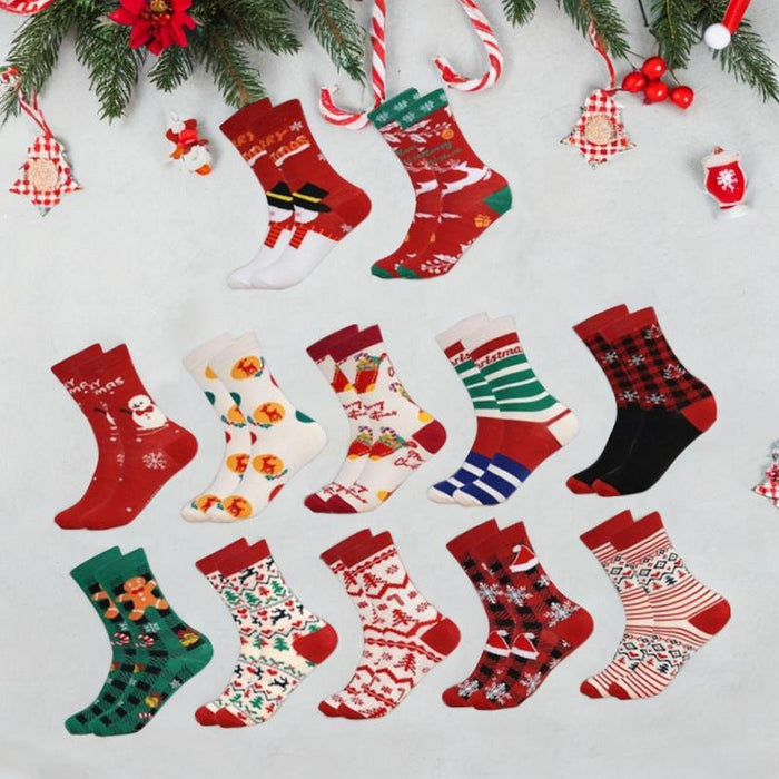 12 Pairs Christmas Socks for Adults Christmas Gifts Funny Holiday Socks Red