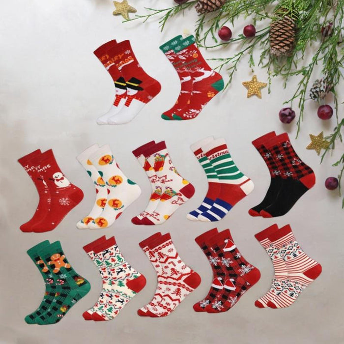 12 Pairs Christmas Socks for Adults Christmas Gifts Funny Holiday Socks Red