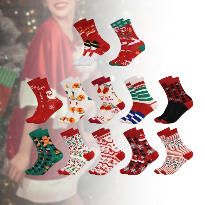 12 Pairs Christmas Socks for Adults Christmas Gifts Funny Holiday Socks Red