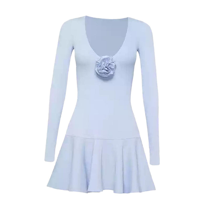 Crofta Women's Tennis Skirt Dress Elegant with Built in Bra for Summer Gym Exercise L Light Blue