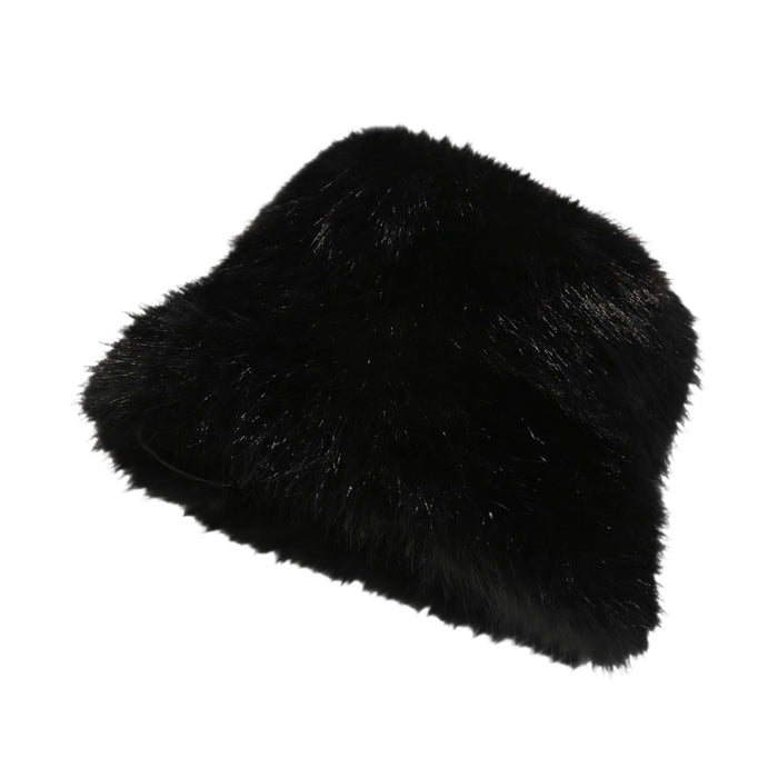 Crofta Womens Fisherman Hat Fashion Soft Warm Casual Faux Fur Hat for Hiking Travel Black