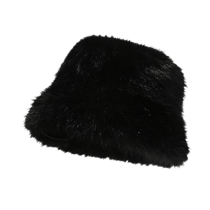 Crofta Womens Fisherman Hat Fashion Soft Warm Casual Faux Fur Hat for Hiking Travel Black