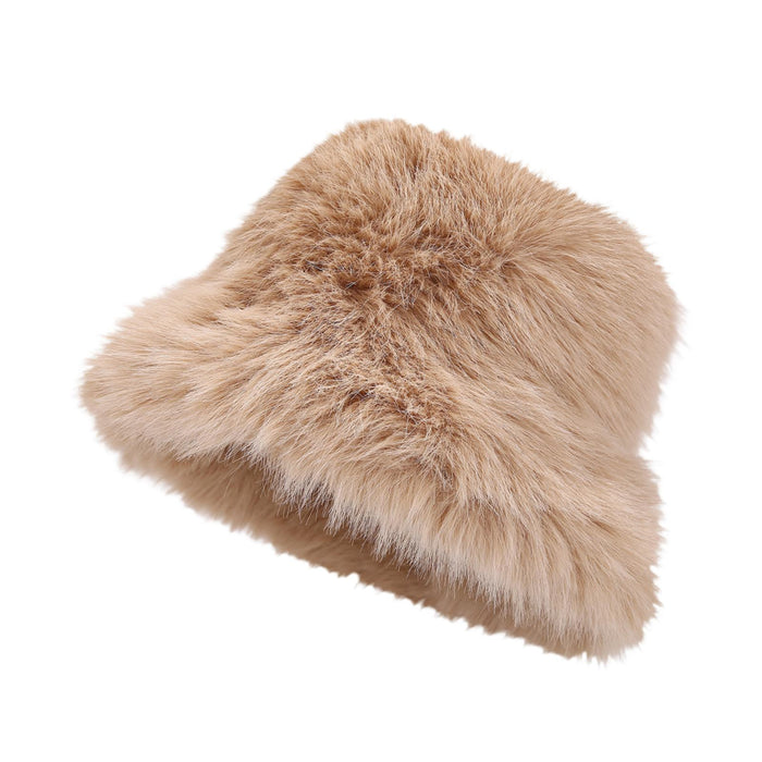 Crofta Womens Fisherman Hat Fashion Soft Warm Casual Faux Fur Hat for Hiking Travel Khaki