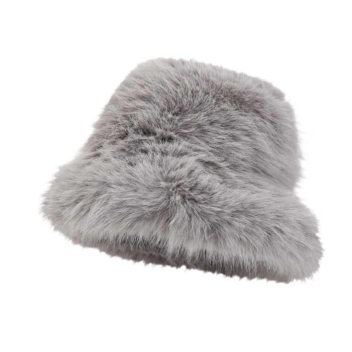 Crofta Womens Fisherman Hat Fashion Soft Warm Casual Faux Fur Hat for Hiking Travel Gray