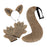 Crofta Wolf Ears Claws and Tail Set Roles Play for Masquerade Themed Party Birthday Light Brown